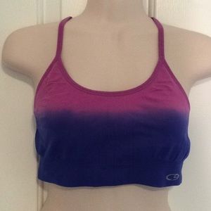 Pink & blue dip dyed ombré C9 racerback sports bra